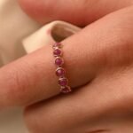 14K Solid Gold Ruby Half Eternity Band - Image 2