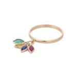18K Solid Gold Ruby, Sapphire & Emerald Ring - 图片 5
