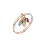 18K Solid Gold Ruby, Sapphire & Emerald Ring - 图片 3