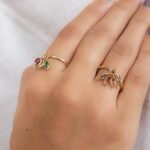 18K Solid Gold Ruby, Sapphire & Emerald Ring - 图片 2