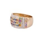18K Solid Gold Multi Sapphire Ring - 图片 3