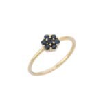 18K Solid Gold Sapphire Flower Ring - 图片 2