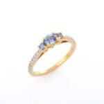 18K Solid Gold Sapphire Ring - 图片 3