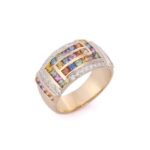 18K Solid Gold Multi Sapphire Ring - 图片 2