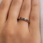 18K Solid Gold Sapphire Band Ring - 图片 2