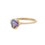 14K Solid Gold Tanzanite & Diamond Promise Ring - 图片 3