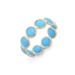14K Solid Gold Turquoise Eternity Band - 图片 2
