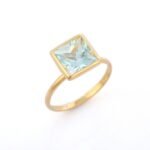 14K Solid Gold Aquamarine Ring - Image 3