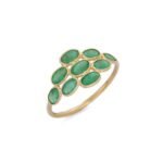 14K Solid Gold Oval Shape Emerald Ring - Image 2