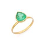 14K Solid Gold Pear Shape Emerald Ring - Image 3