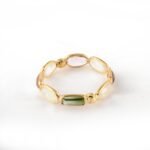 18K Solid Gold Tourmaline And Rainbow Moonstone Eternity Band - 图片 4