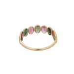 14K Solid Gold Tourmaline Half Eternity Band - 图片 3