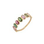 14K Solid Gold Tourmaline Half Eternity Band - 图片 2