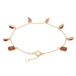 18k Solid Gold Natural Garnet Charm Bracelet - Image 4
