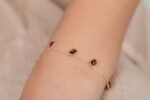 18k Solid Gold Natural Garnet Charm Bracelet - Image 7
