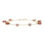 18k Solid Gold Natural Garnet Charm Bracelet - Image 6