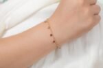 18k Solid Gold Natural Garnet Charm Bracelet - Image 5