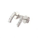 14K White Gold Bar Natural Diamond Earring - 图片 4