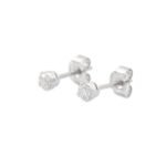 14K White Gold Dainty Natural Diamond Studs - 图片 3