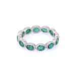14K Solid Gold Emerald Eternity Band - 图片 4