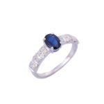 18K Solid Gold Oval Sapphire Ring - 图片 2