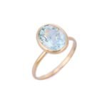 18K Solid Gold Solitaire Aquamarine Ring - 图片 3