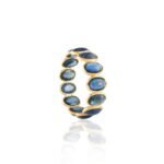 14K Solid Gold Blue Sapphire Eternity Band - 图片 4