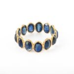 14K Solid Gold Blue Sapphire Eternity Band - 图片 3