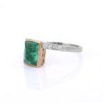 18K Solid Gold Emerald Diamond Ring - 图片 3
