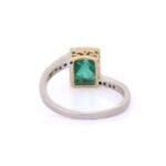 18K Solid Gold Emerald Diamond Ring - 图片 4