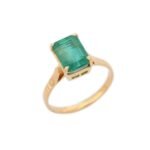 18K Solid Gold Emerald Ring - 图片 2