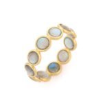 18K Solid Gold Labradorite Eternity Band - Image 3