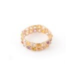 14K Solid Gold Multi Sapphire Double Eternity Band - 图片 5