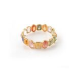18K Solid Gold Multi Sapphire Eternity Band - Image 5