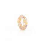14K Solid Gold Multi Sapphire Double Eternity Band - 图片 3