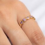 14K Solid Gold Pink Sapphire Eternity Band - Image 2