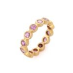 14K Solid Gold Pink Sapphire Eternity Band - Image 3