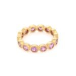14K Solid Gold Pink Sapphire Eternity Band - Image 5
