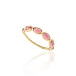 14K Solid Gold Pink Tourmaline Half Eternity Band - Image 3