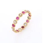18K Solid Gold Ruby Diamond Eternity Band - Image 4