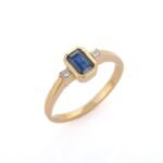 18K Solid Gold Sapphire Ring - 图片 3