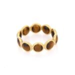 18K Solid Gold Tigers Eye Eternity Band - Image 7
