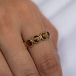 18K Solid Gold Tigers Eye Eternity Band - Image 2