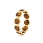 18K Solid Gold Tigers Eye Eternity Band - Image 5