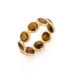 18K Solid Gold Tigers Eye Eternity Band - Image 3