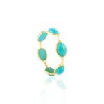 14K Solid Gold Turquoise Eternity Band - 图片 3