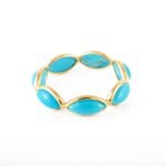18K Solid Gold Turquoise Eternity Band - Image 4