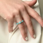 18K Solid Gold Turquoise Eternity Band - Image 2