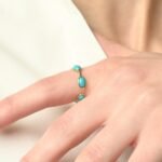 14K Solid Gold Turquoise Eternity Band - 图片 4