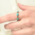 14K Solid Gold Turquoise Eternity Band - 图片 2